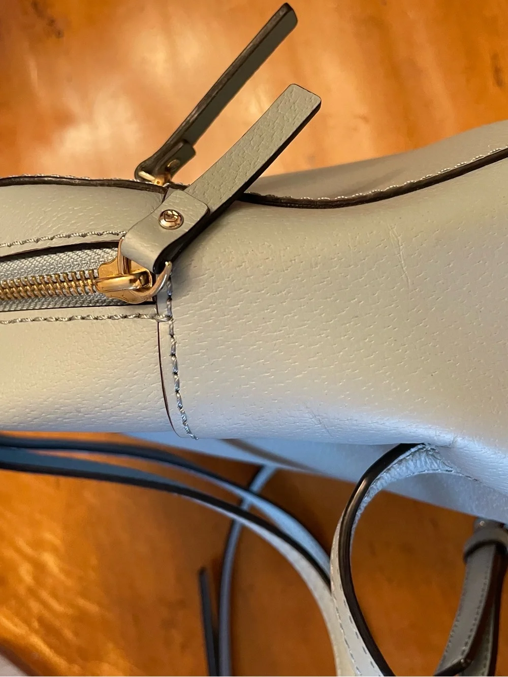 kate spade Light Blue Pebble Leather Mini Backpack with Gold Hardware